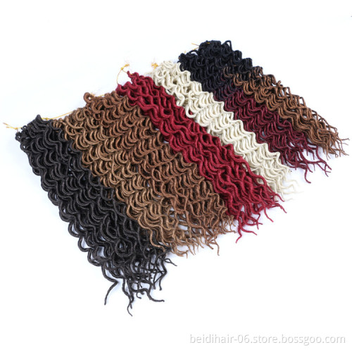 Wholesale 18 inch Curly Faux Locs Wavy Goddess Locs Crochet Hair Braids Pre looped Synthetic Hair Extension Wavy Soft Dreadlock